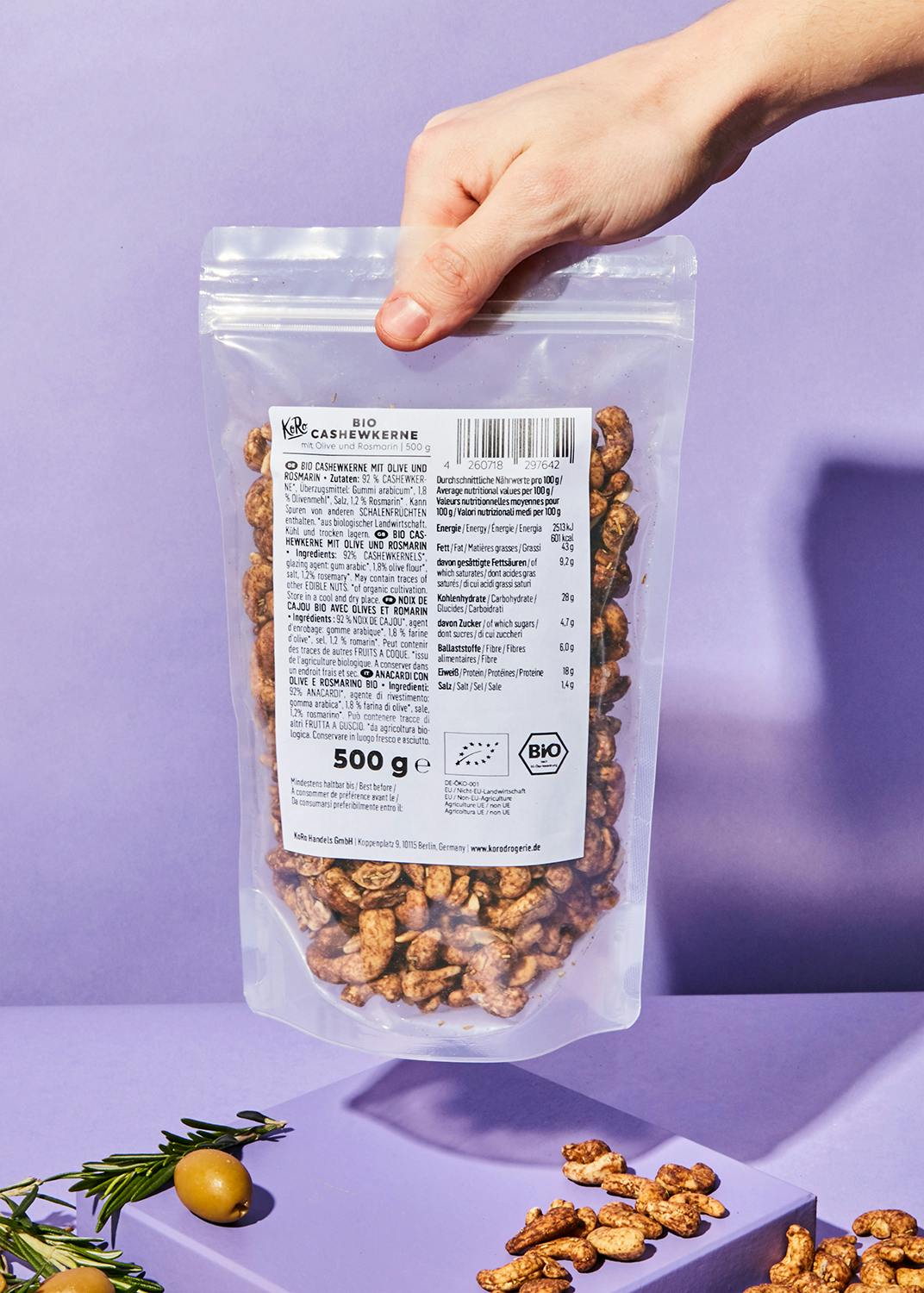 KoRo Bio Cashewkerne mit Olive und Rosmarin | 500g - fitgrade.ch