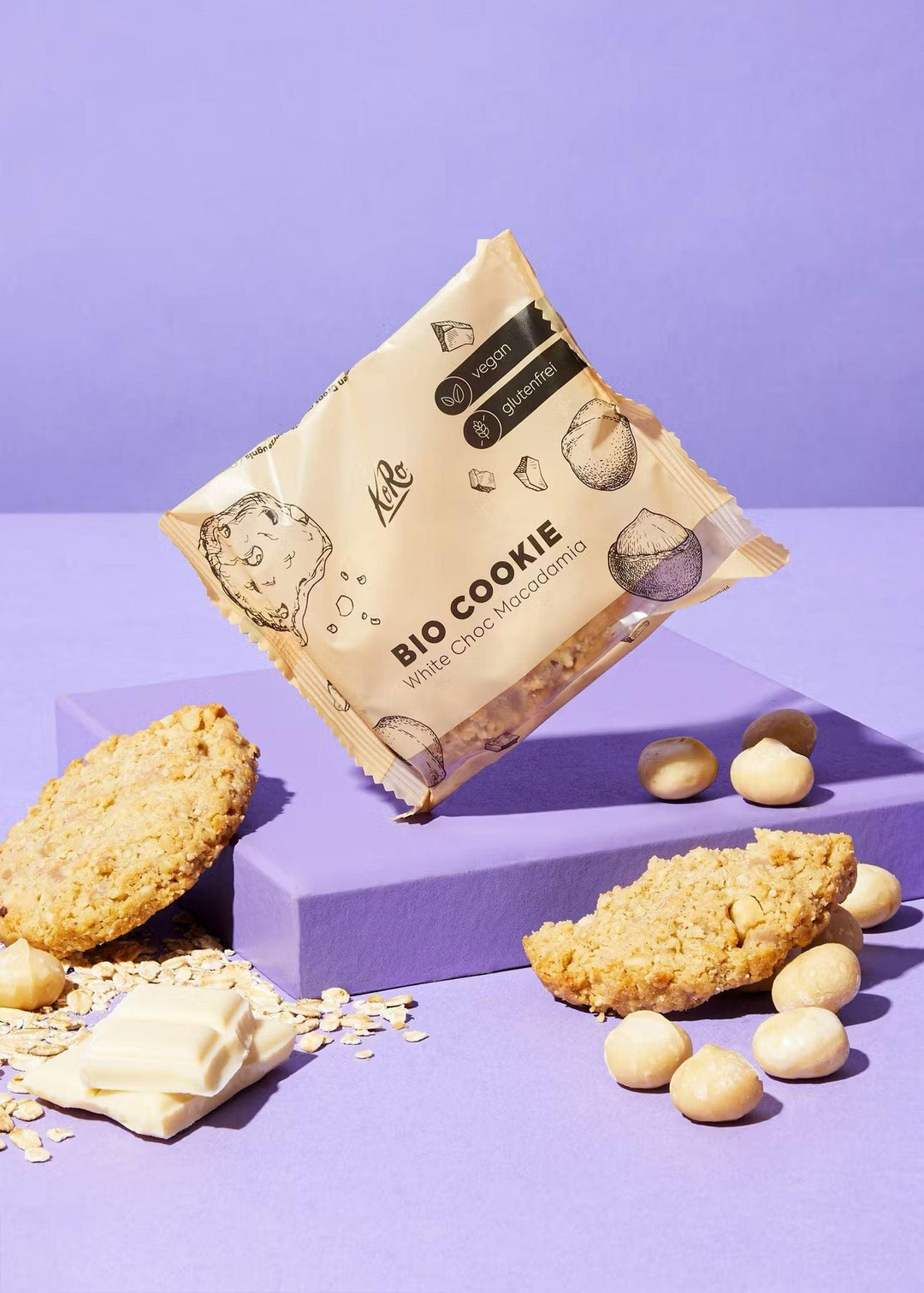 KoRo Bio Cookie | 50g 50g White Choc Macadamia - fitgrade.ch