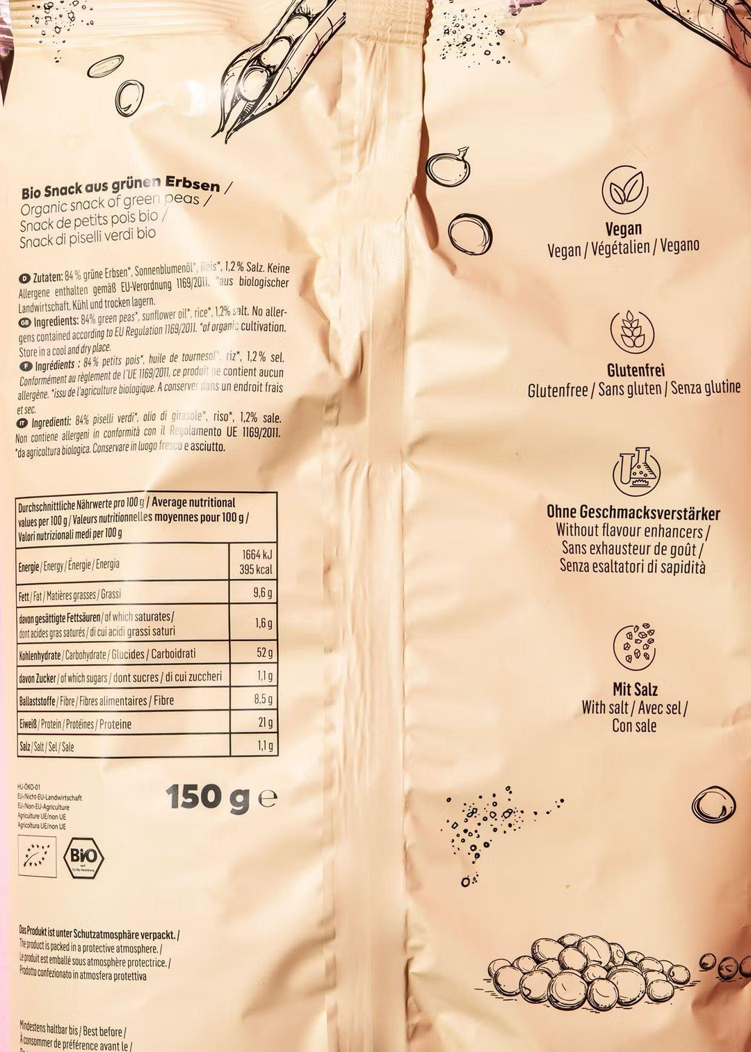 KoRo Bio Erbsenflips mit Meersalz | 150g - 150g - fitgrade.ch