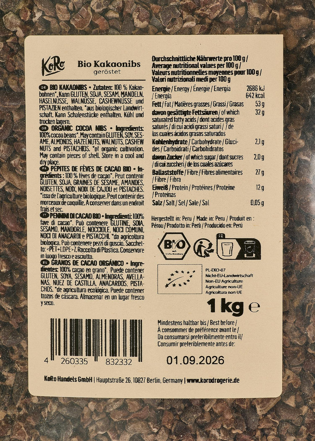 KoRo Bio Kakaonibs | 1 kg - fitgrade.ch