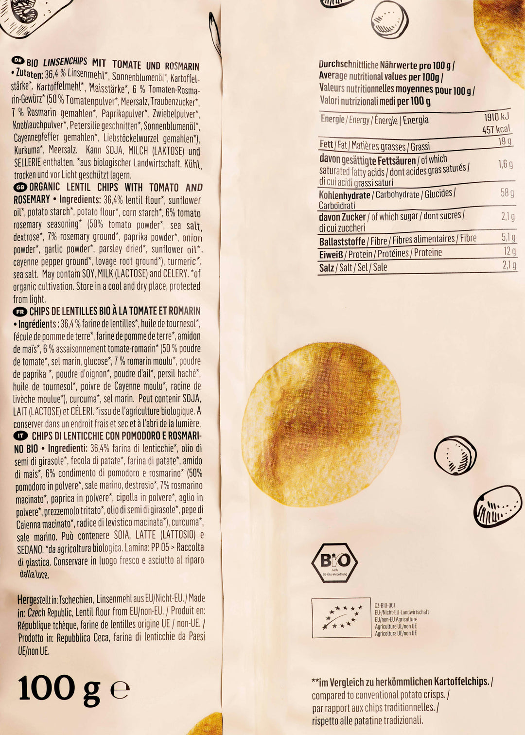 KoRo Bio Linsenchips mit Tomate & Rosmarin | 100 g - fitgrade.ch