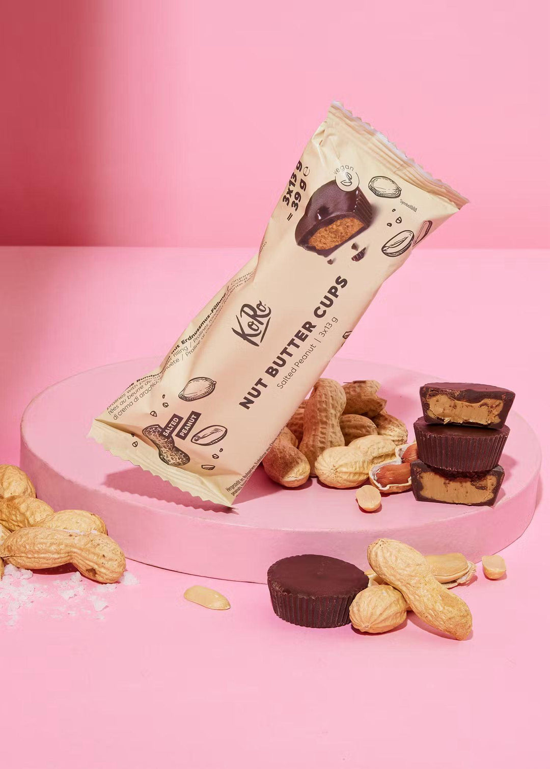KoRo Bio Nut Butter Cups | 3x13g 3x13g Salted Peanut - fitgrade.ch