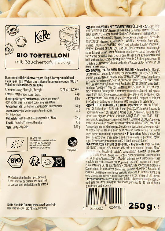 KoRo Bio Tortelloni mit Räuchertofu | 250g - fitgrade.ch