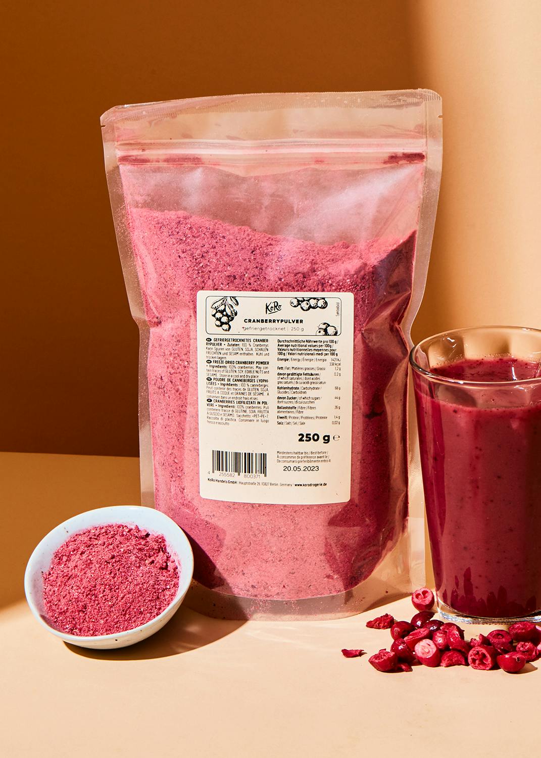 KoRo Gefriergetrocknetes Cranberrypulver | 250 g - fitgrade.ch