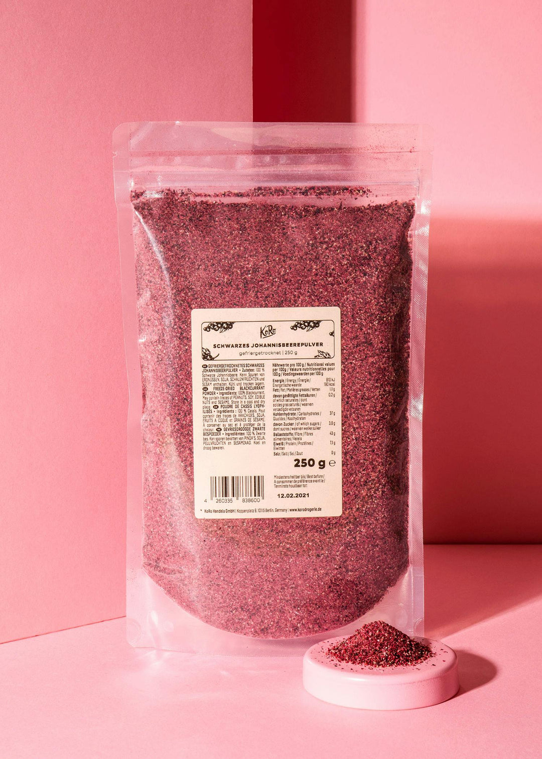 KoRo Gefriergetrocknetes schwarzes Johannisbeerpulver | 250 g - fitgrade.ch