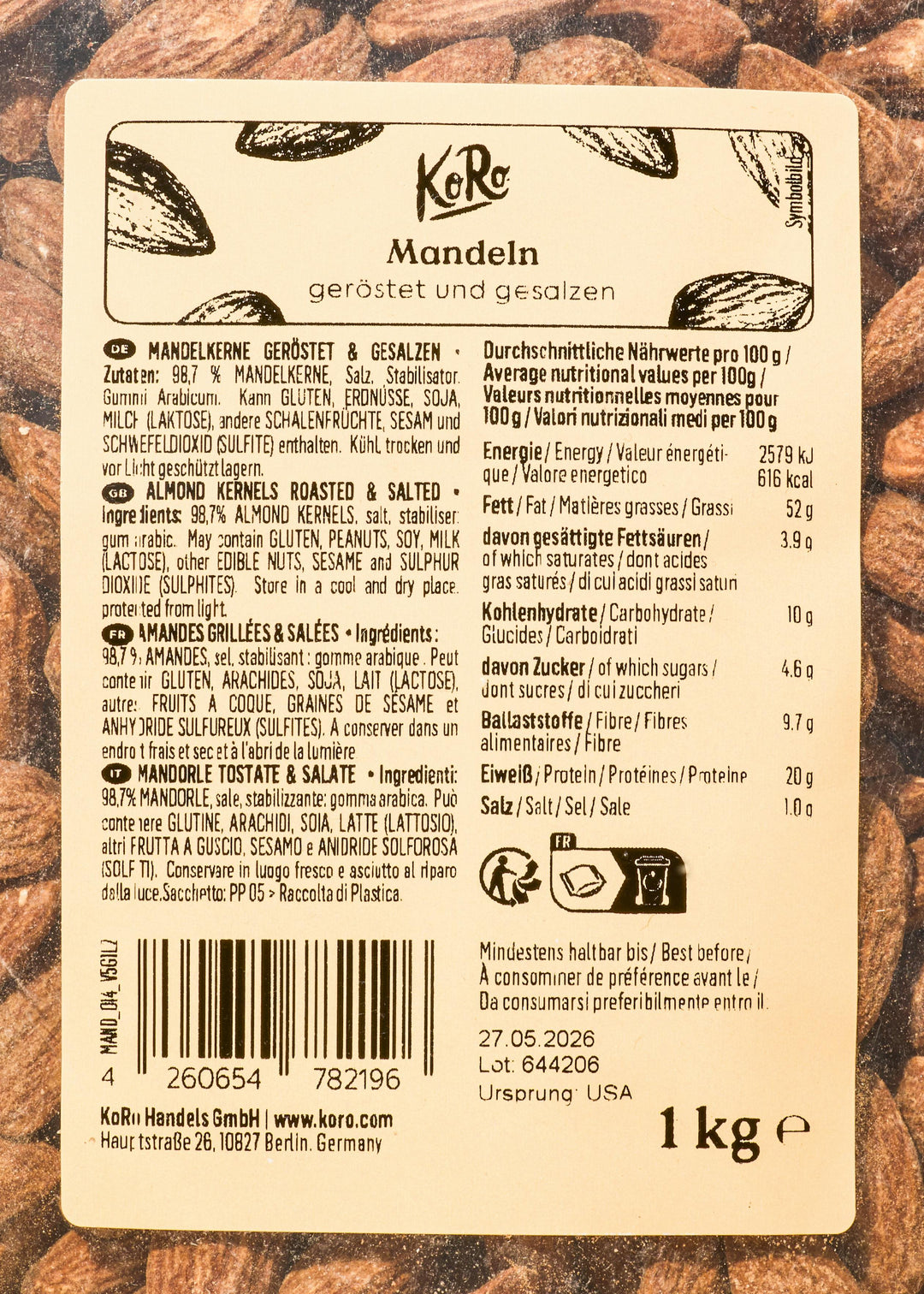 KoRo Geröstete und gesalzene Mandeln | 1 kg - fitgrade.ch
