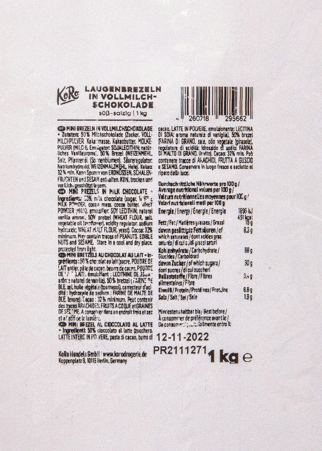 KoRo Laugenbrezeln in Vollmilchschokolade | 1 kg - fitgrade.ch
