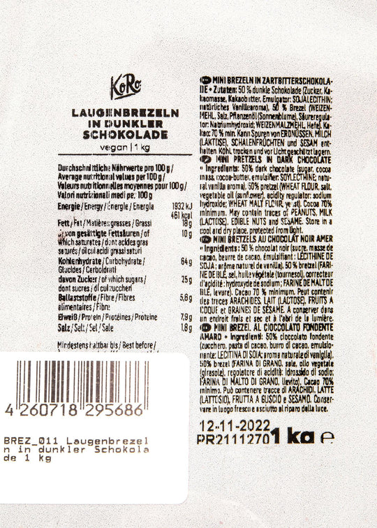 KoRo Laugenbrezeln in dunkler Schokolade | 1 kg - fitgrade.ch