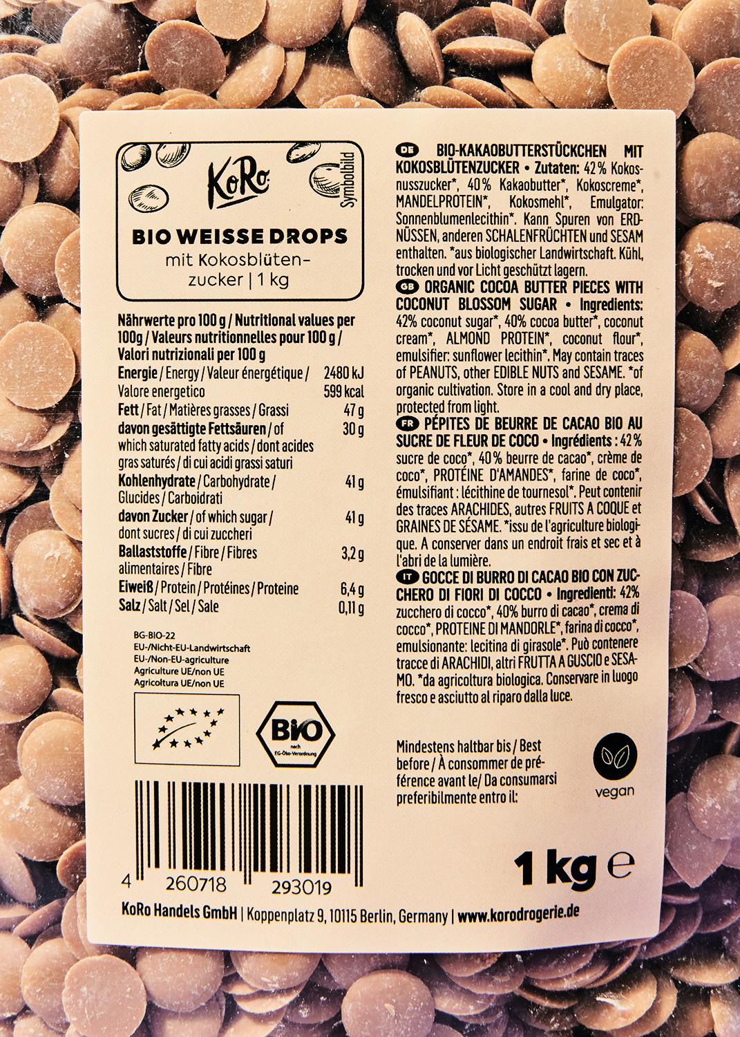 KoRo Weisse Bio Drops mit Kokosblütenzucker | 1 kg - fitgrade.ch